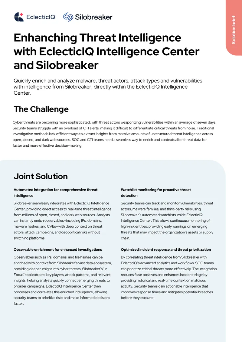 Enhancing Threat Intelligence with EclecticIQ and Silobreaker