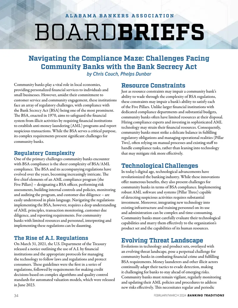Challenges of BSA Compliance for Community Banks