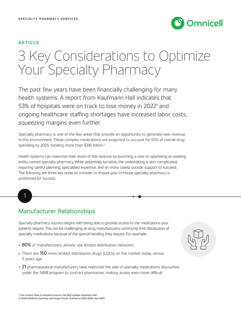Key Considerations for Optimizing Specialty Pharmacy Services