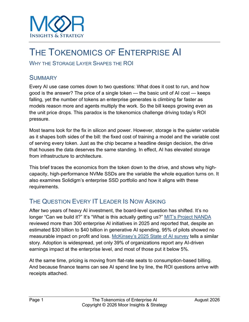 Tokenomics of Enterprise AI and Storage Impact