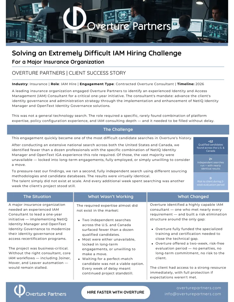 IAM Consultant Hiring Challenge for Insurance Organization