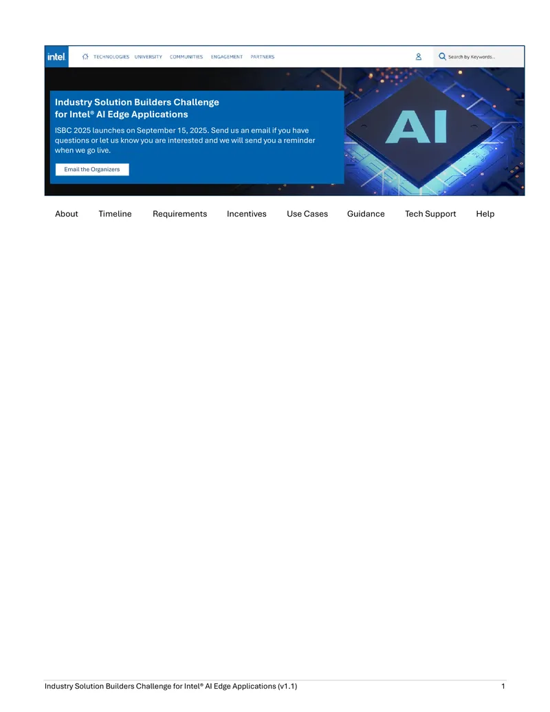 Industry Solution Builders Challenge for Intel AI Edge Applications