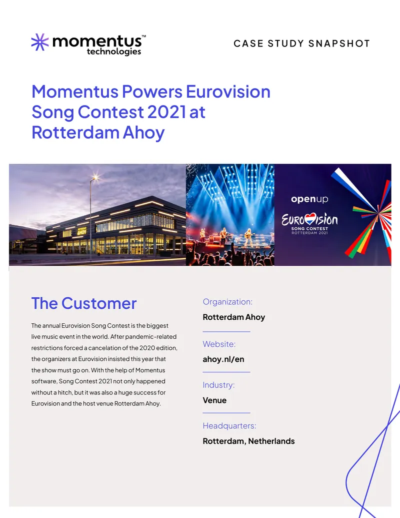 Momentus Support for Eurovision Song Contest 2021