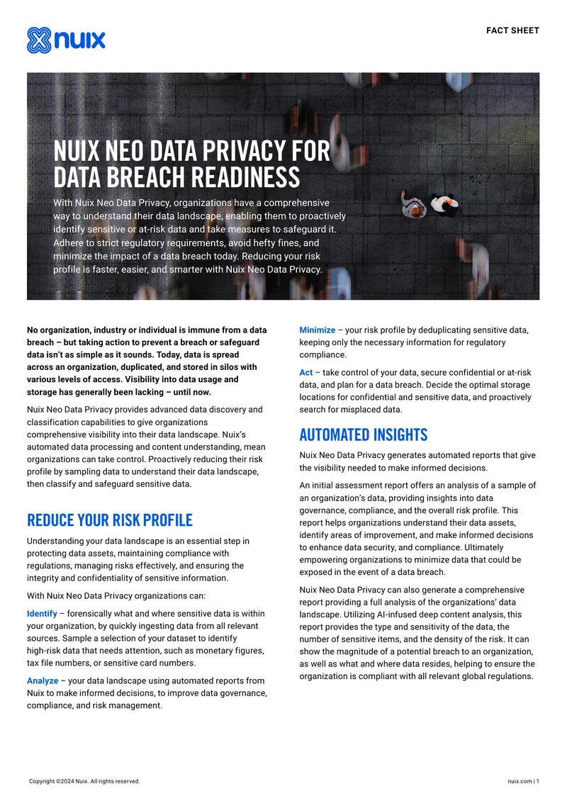 Nuix Neo Data Privacy for Data Breach Readiness
