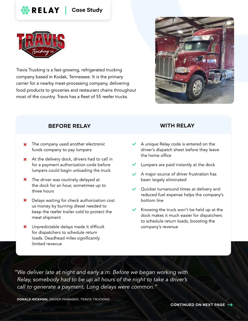 Travis Trucking Relay Payment System Case Study
