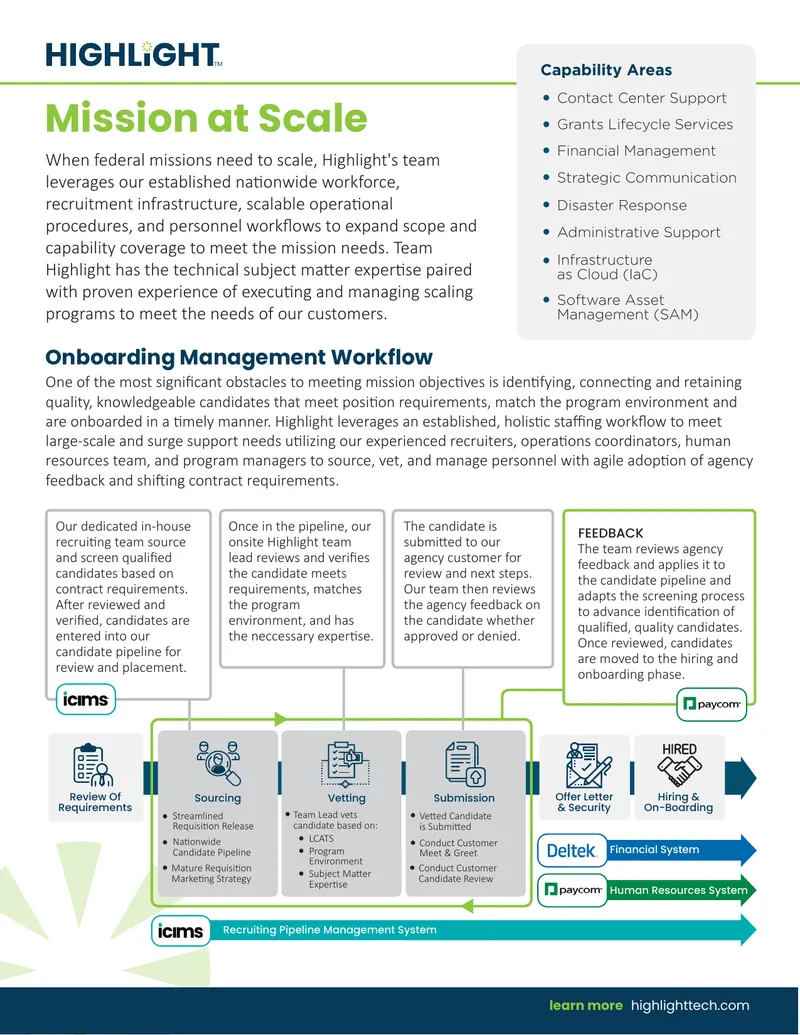 Scaling Federal Mission Support Operations