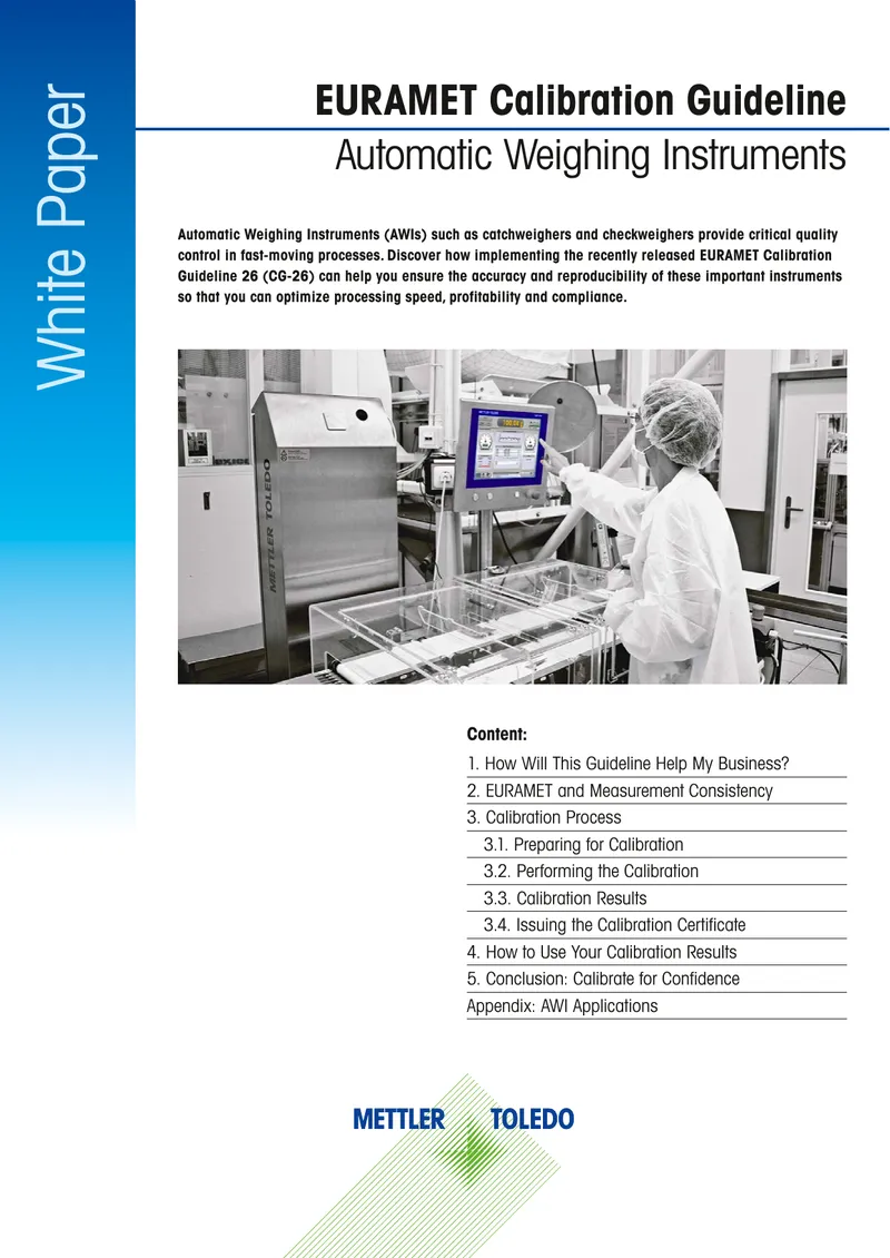 EURAMET Calibration Guideline for Automatic Weighing Instruments
