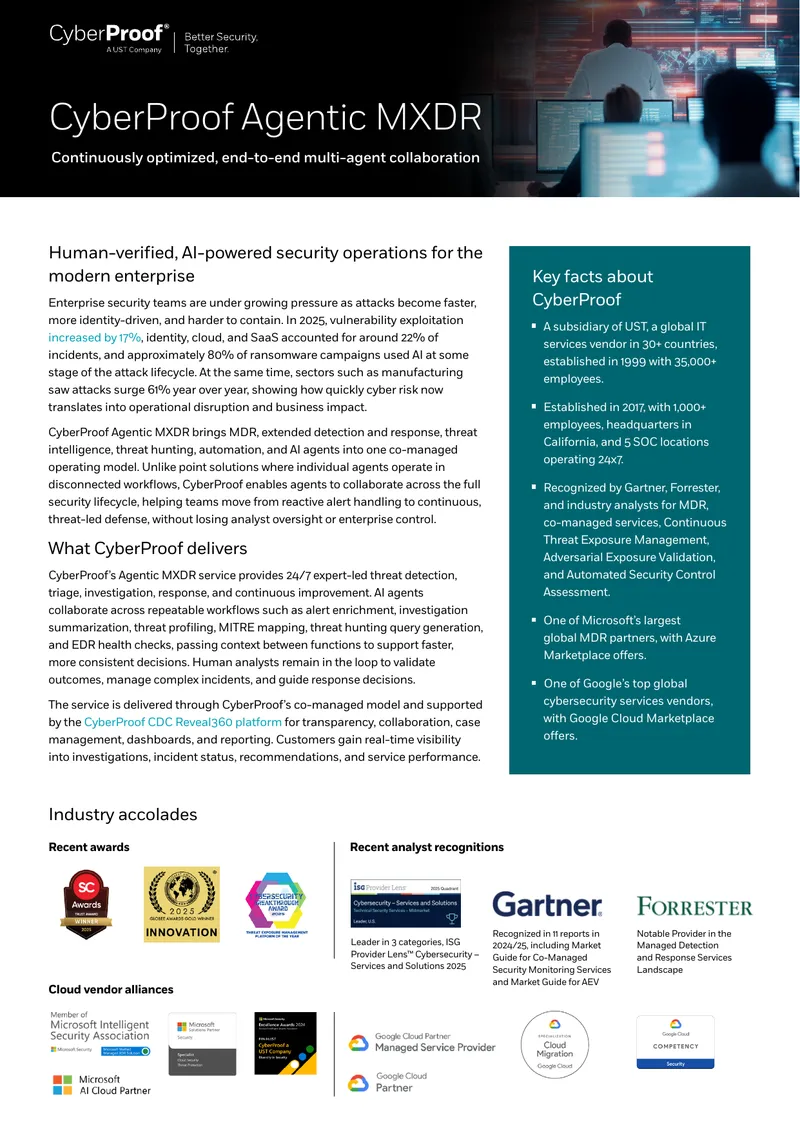 CyberProof Agentic MXDR Security Operations Model