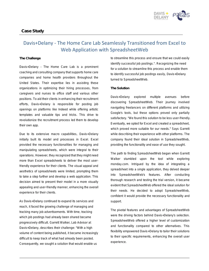 Davis+Delany Case Study on Web Application Transition
