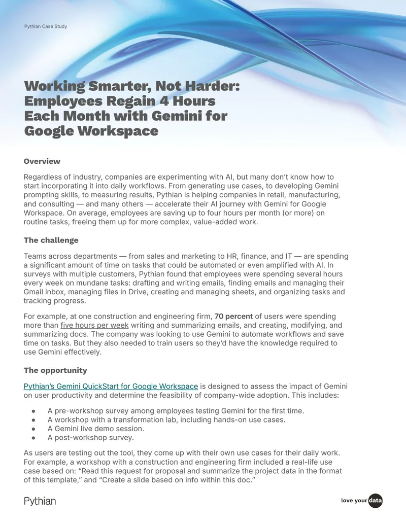 Pythian Case Study on Gemini for Google Workspace