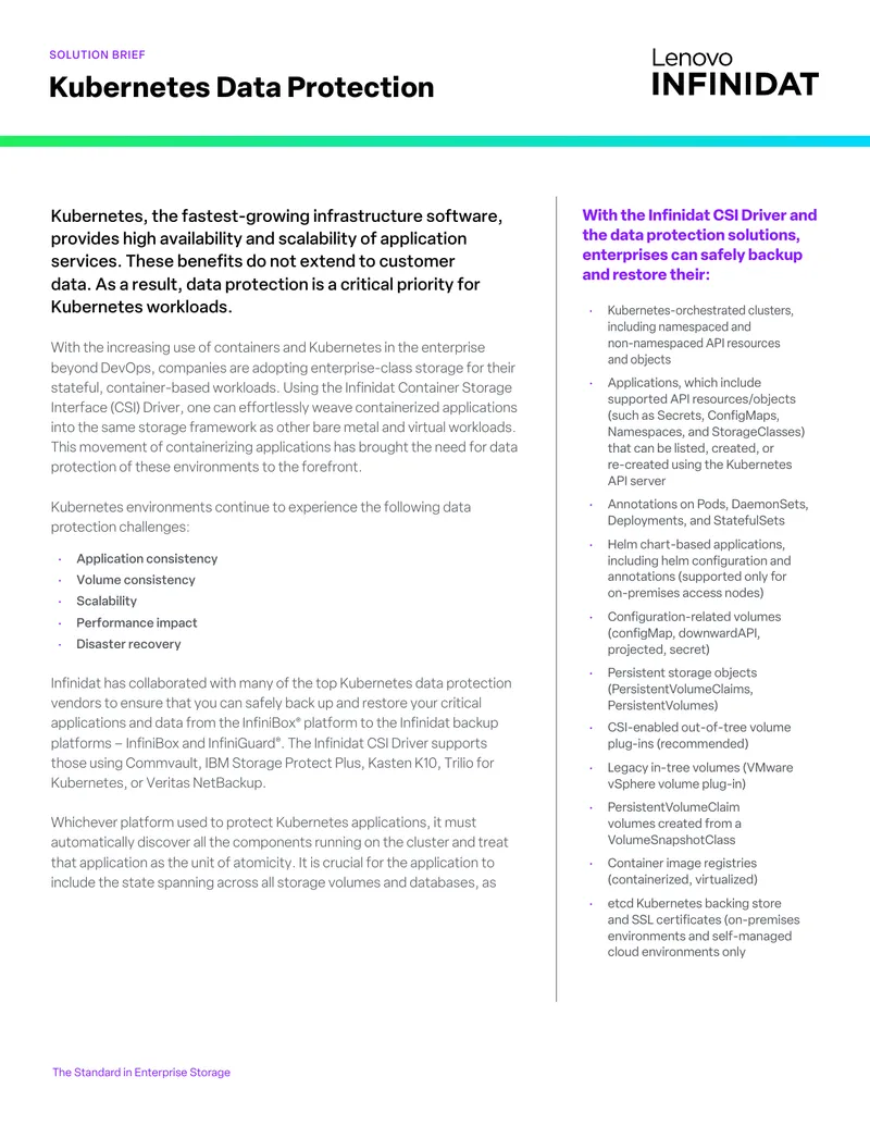 Kubernetes Data Protection Solution Brief
