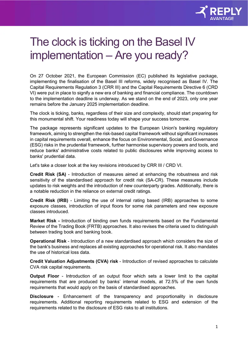 Basel IV Implementation Compliance Guide