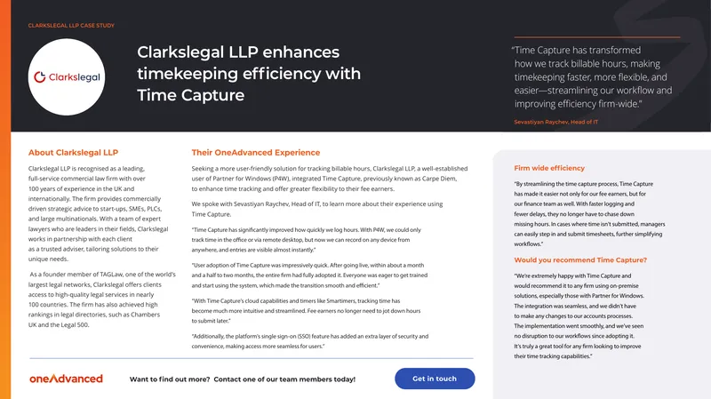 Clarkslegal LLP Time Capture Implementation Case Study