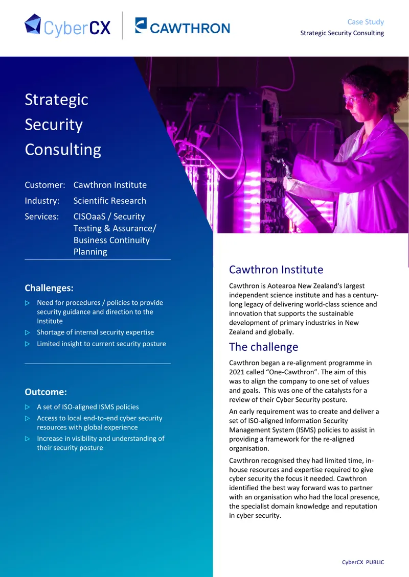 Cawthron Institute Cyber Security Case Study