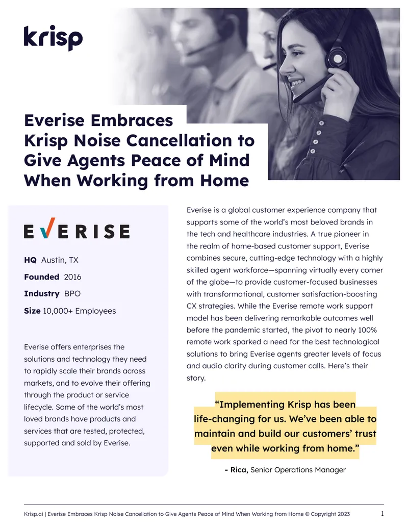 Everise Implements Krisp Noise Cancellation Technology
