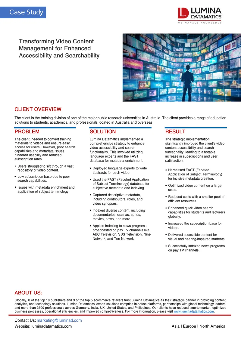 Transforming Video Content Management for Enhanced Accessibility and Searchability