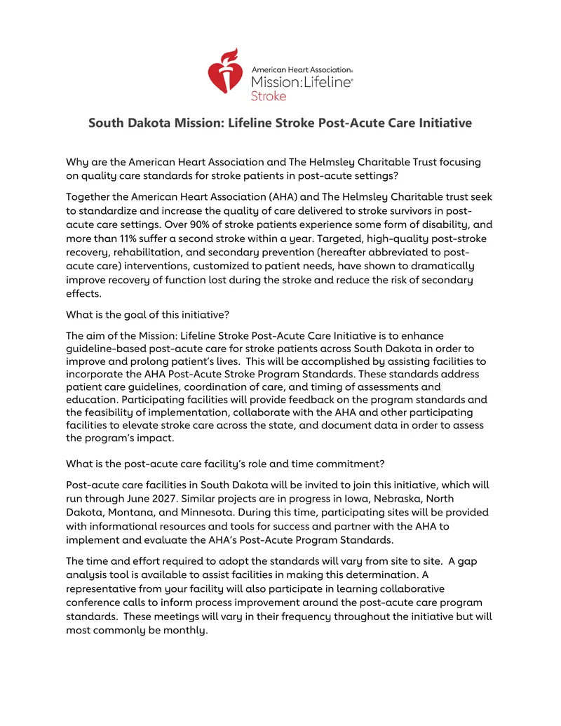 South Dakota Mission Lifeline Stroke Initiative