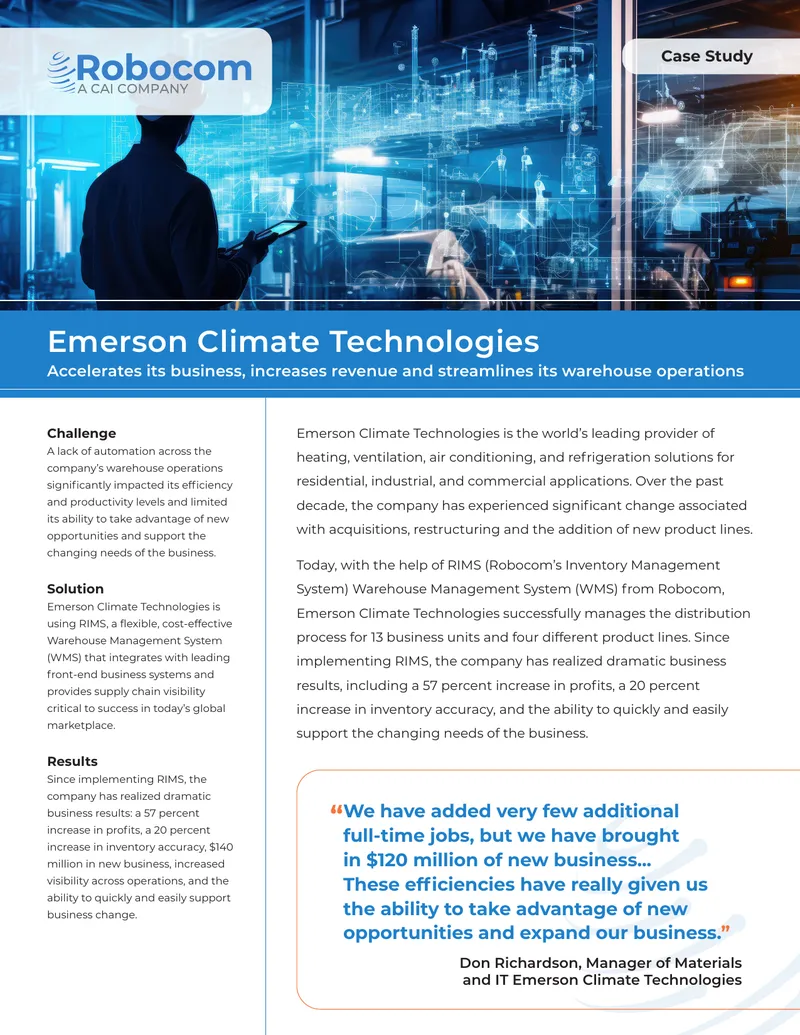Emerson Climate Technologies Warehouse Management Case Study