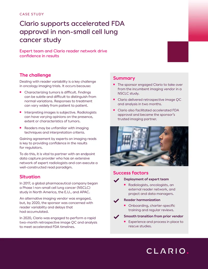 Clario's Role in NSCLC Imaging Study