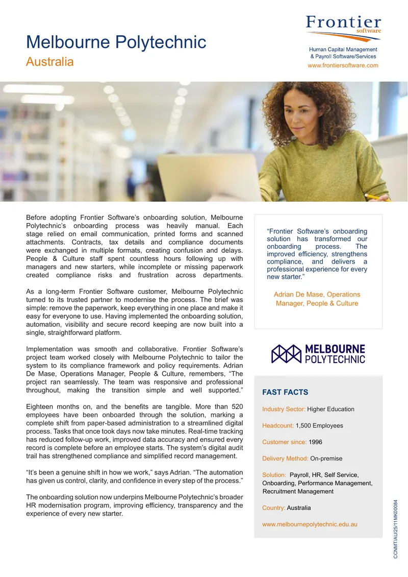 Melbourne Polytechnic Onboarding Process Modernization