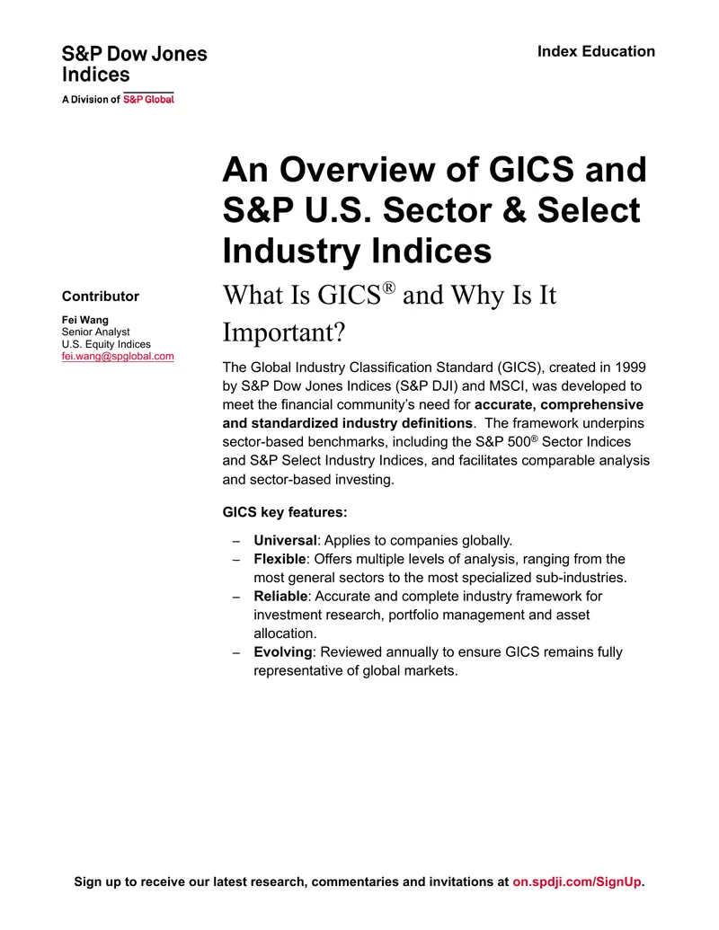 Overview of GICS and S&P U.S. Sector Indices