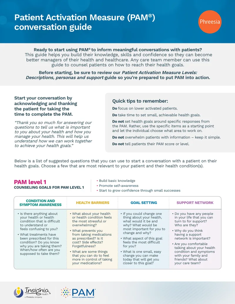 Patient Activation Measure Counseling Guide