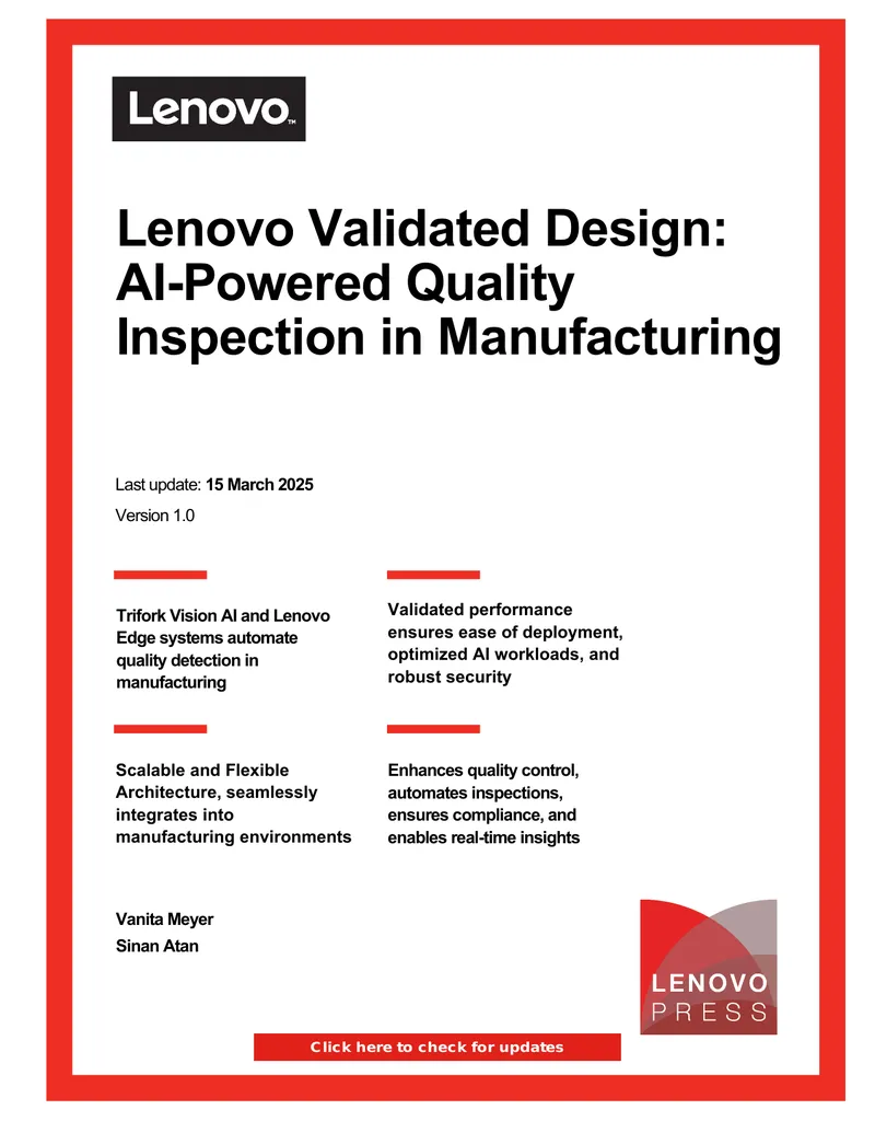 Lenovo Validated Design for AI-Powered Quality Inspection