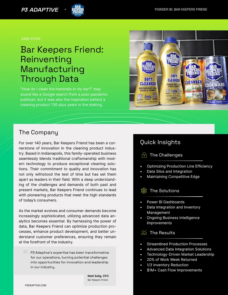 Bar Keepers Friend Data-Driven Manufacturing Case Study