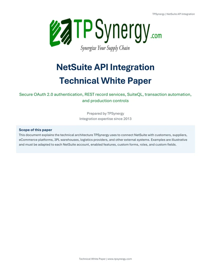 NetSuite API Integration Technical Architecture
