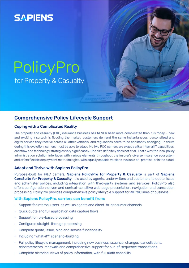 Comprehensive Policy Lifecycle Support for P&C Insurance