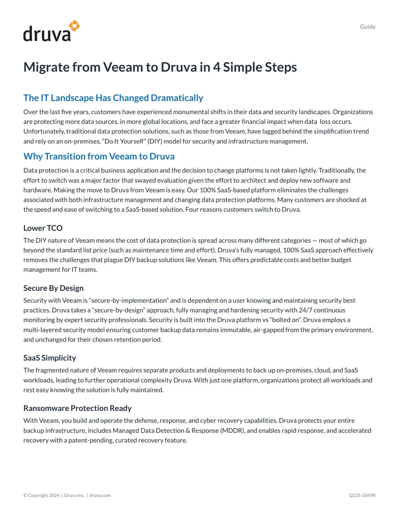 Migrate from Veeam to Druva in 4 Simple Steps