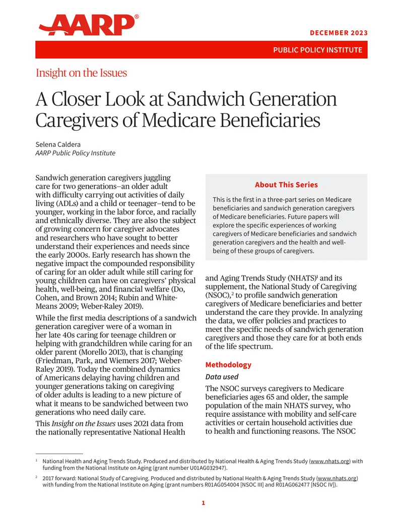 Analysis of Sandwich Generation Caregivers