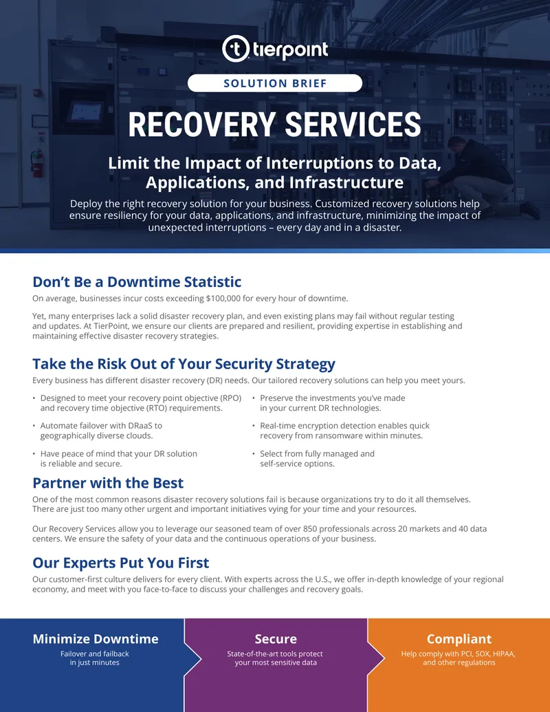 Disaster Recovery Services Solution Brief
