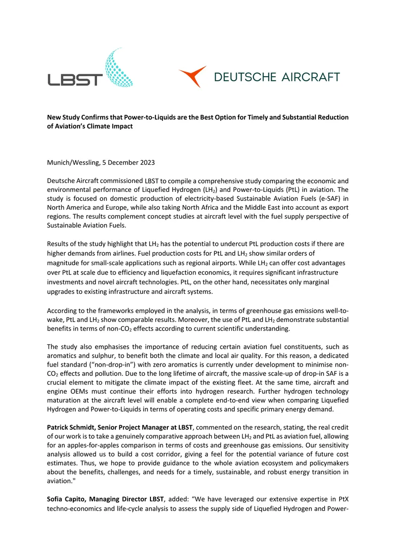 Comparative Study of Liquefied Hydrogen and Power-to-Liquids in Aviation