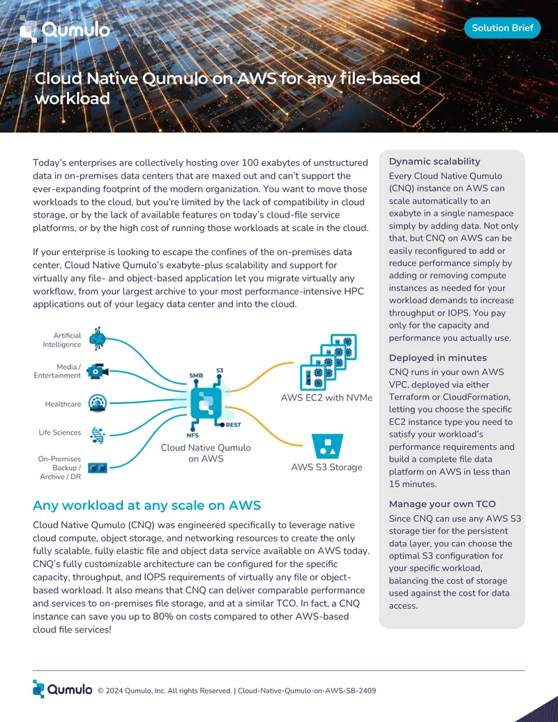 Cloud Native Qumulo on AWS Solution Brief preview page 1