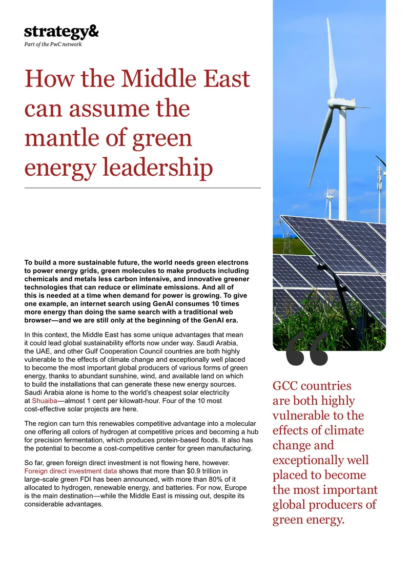 Middle East Green Energy Leadership Opportunities