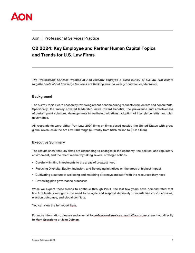 Key Human Capital Trends for U.S. Law Firms