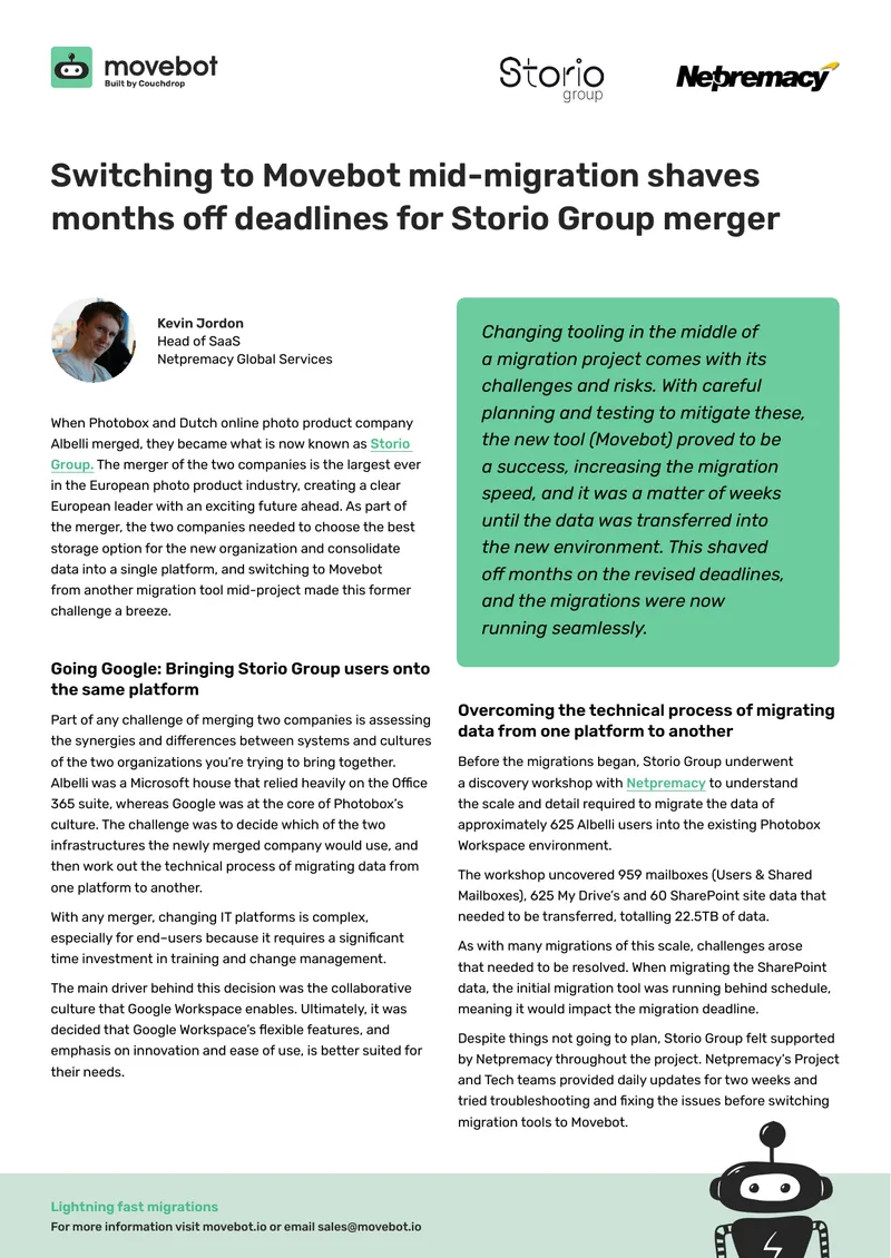 Data Migration Strategy for Storio Group Merger
