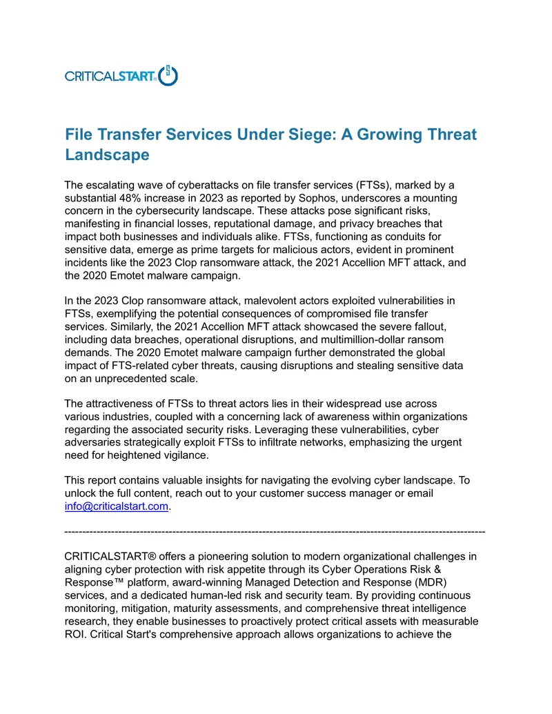 Cyber Threats Targeting File Transfer Services