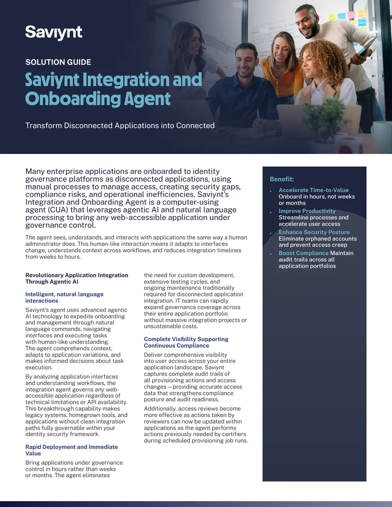 Saviynt Integration and Onboarding Agent Solution Guide