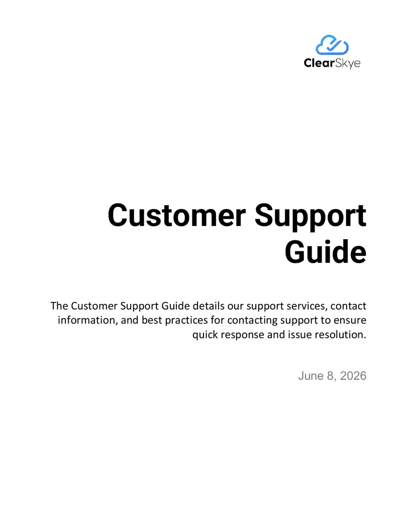 Clear Skye Customer Support Guide