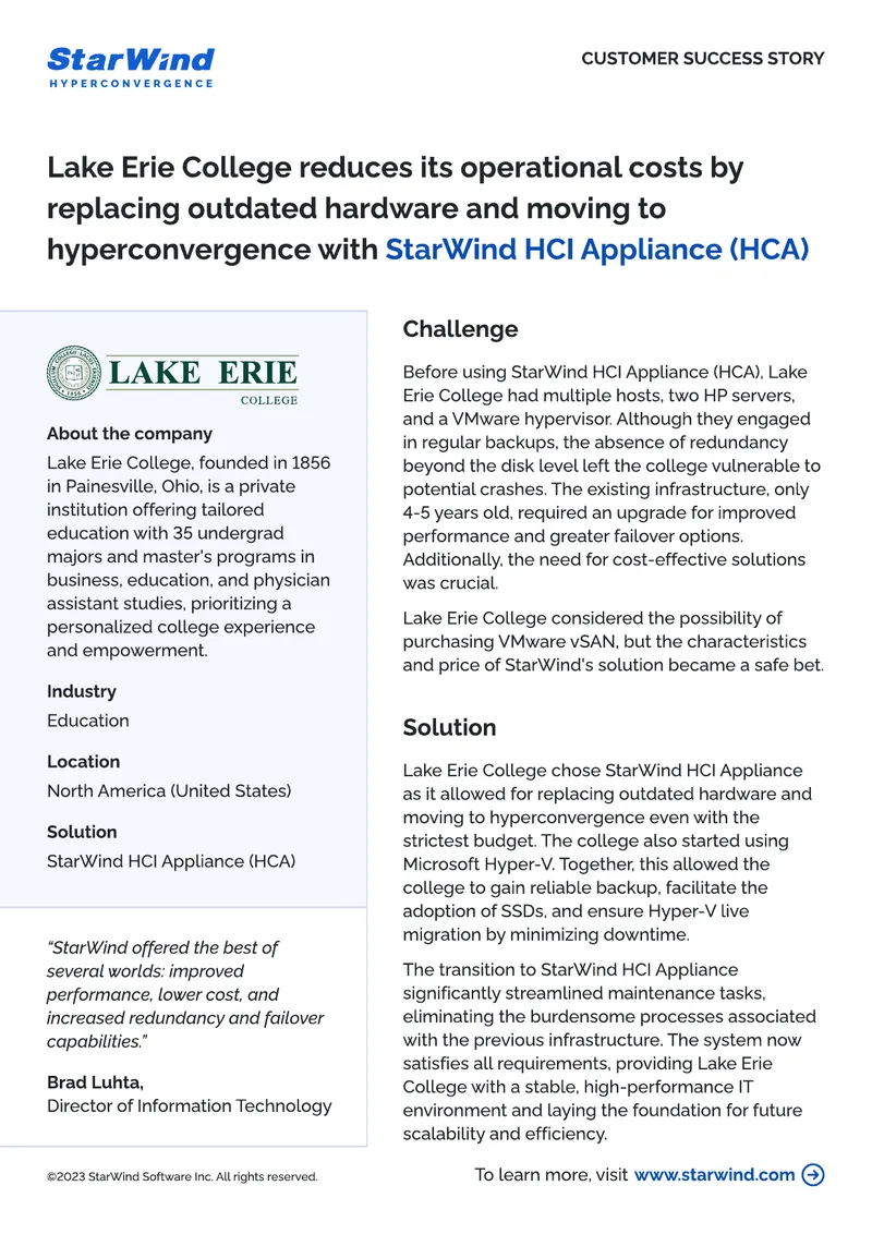 Lake Erie College Hyperconvergence Implementation Case Study