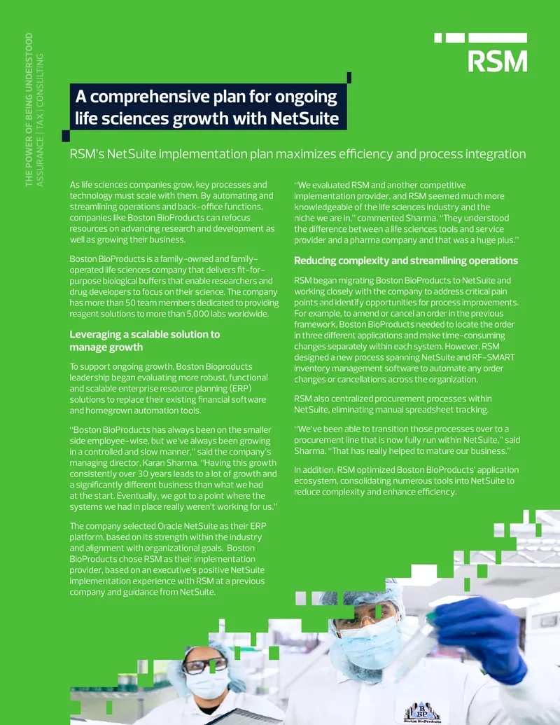Implementation of NetSuite ERP at Boston BioProducts