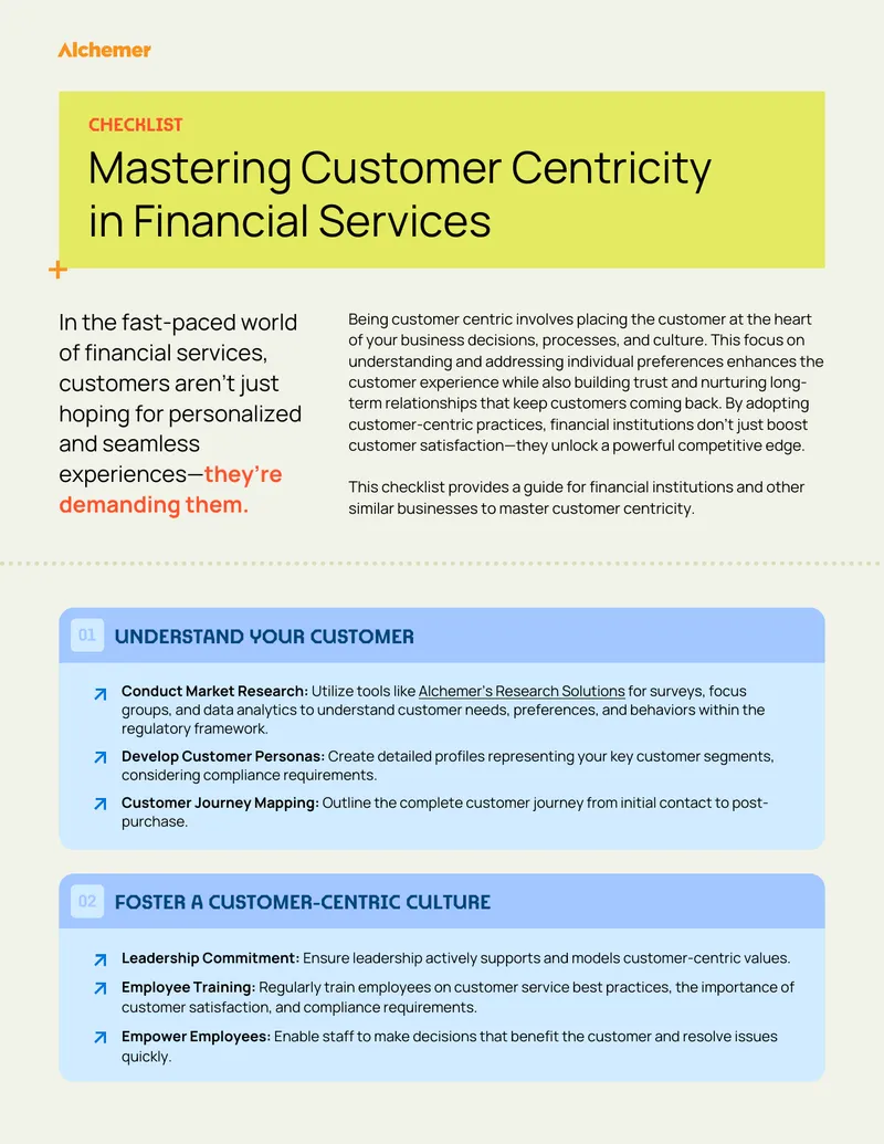 Mastering Customer Centricity in Financial Services Checklist
