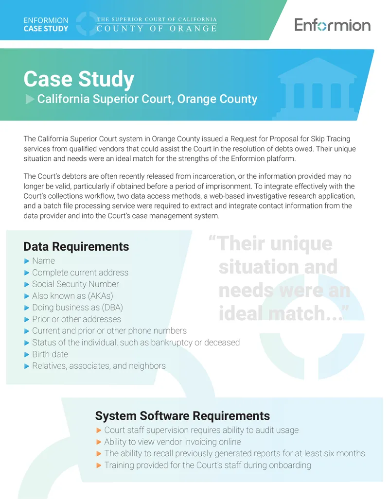 Enformion Case Study for California Superior Court