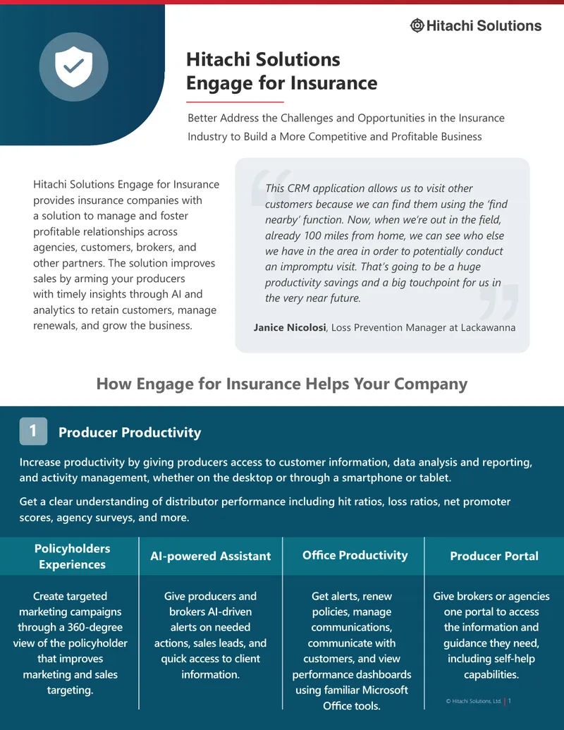 Hitachi Solutions Engage for Insurance Overview
