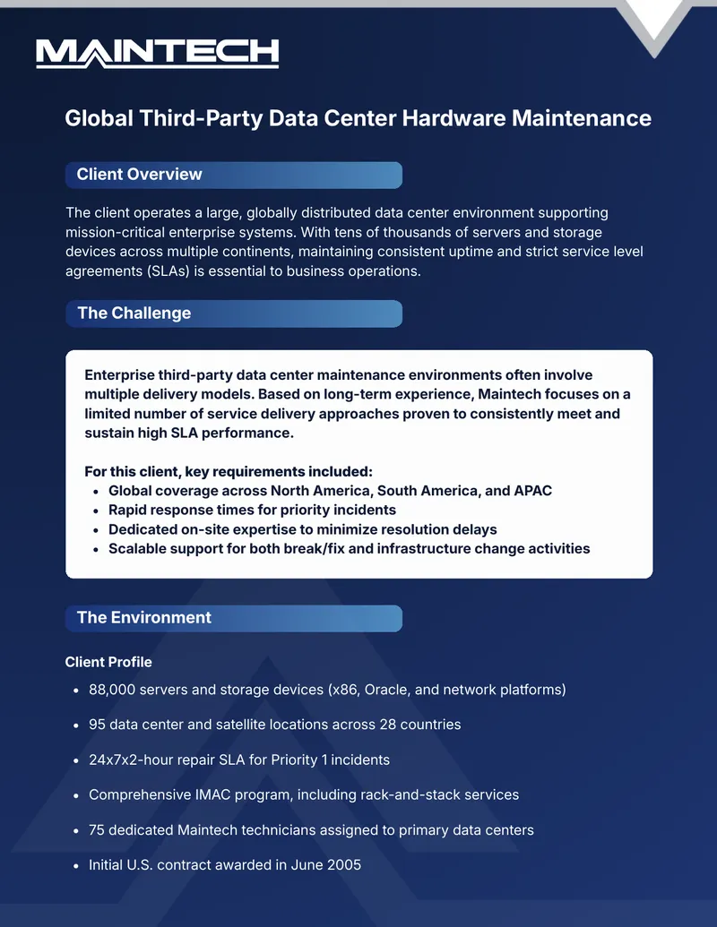 Global Third-Party Data Center Hardware Maintenance