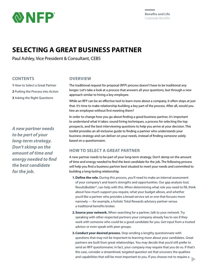 Guide to Selecting a Great Business Partner