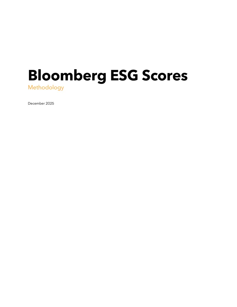 Bloomberg ESG Scores Methodology Overview