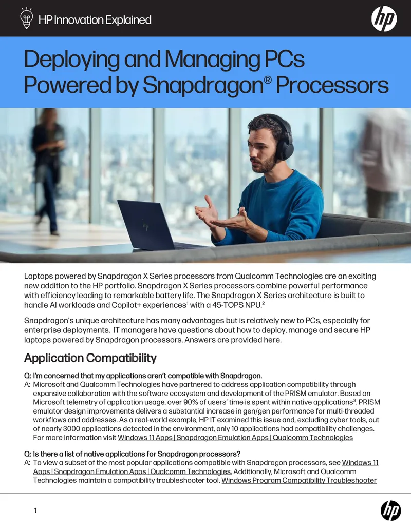 Deploying and Managing PCs Powered by Snapdragon Processors
